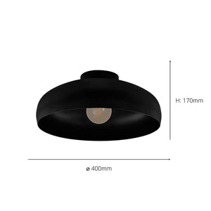 Plafonnier Eglo Mogano noir 16" (40 cm)