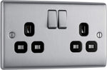 BG Nexus NBS22B Brushed Steel Satin Chrome Double Socket 2 Gang Twin 13A image 0