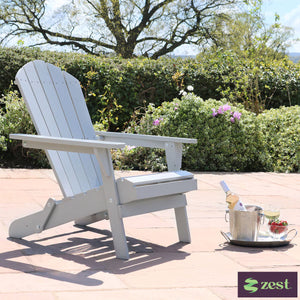 Zest Jasmine Folding Acacia Wood Adirondack Chair in Light Grey - Set of 2 image 0