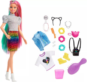 Barbie Leopard Rainbow Hair Doll With Color-Change Hair Feature image 0