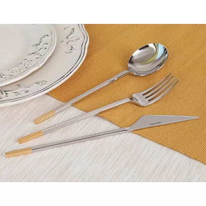 Golden Bell 24-Piece Cutlery Set | 18/10 Stainless Steel | Gold Plated Accents | Silver & Gold
