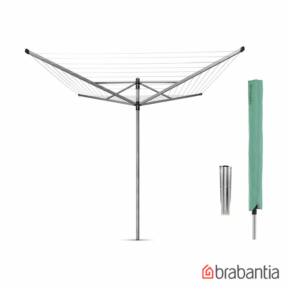 Brabantia Lift-O-Matic 50M Rotary Airer 50M with Ground Spike + Cover