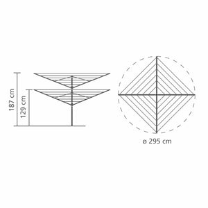 Brabantia Lift-O-Matic 50M Rotary Airer 50M with Ground Spike + Cover