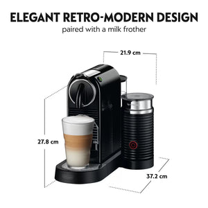 Machine à café à capsules Nespresso by De'Longhi Citiz et mousseur à lait Aeroccino, noir