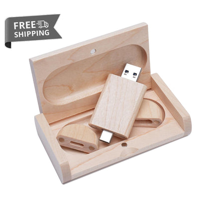 Wooden 2-in-1- 3.0 16GB  32GB USB Flash Drive Type-c image 0