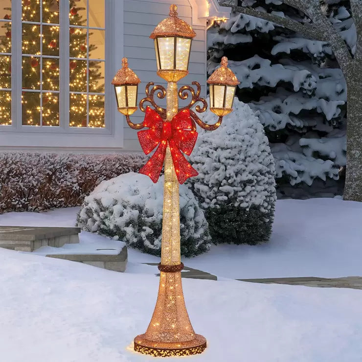 Puleo 7ft LED Christmas Lamp Post | 220 LEDs | 27 Twinkling Bulbs | Warm White | Indoor & Outdoor | 2.1m