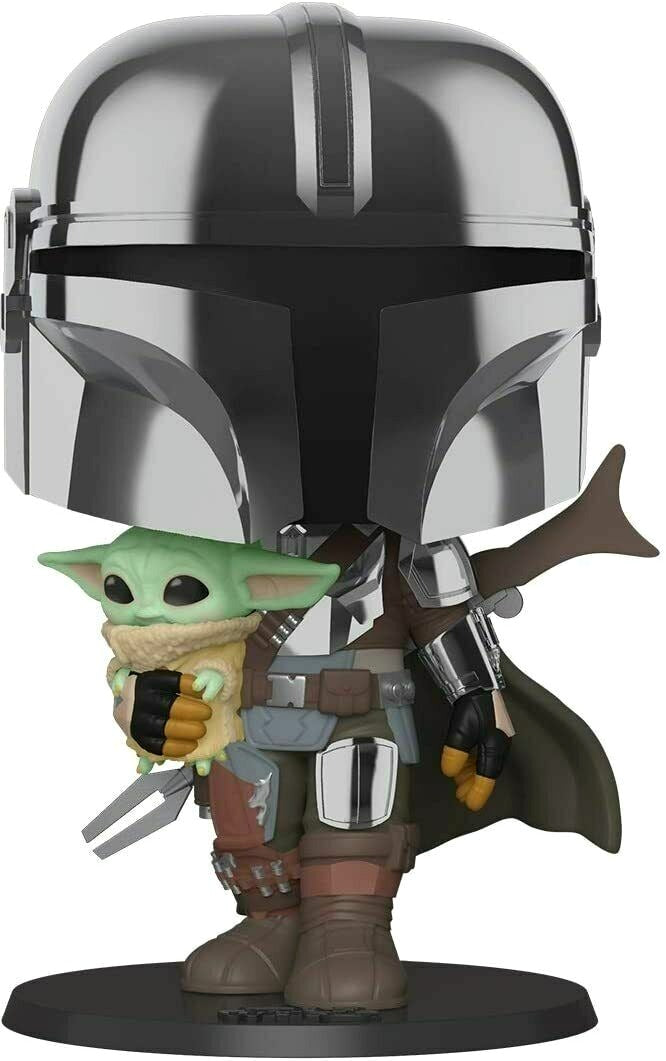 Funko Pop! Star Wars: The Mandalorian 10 Inch Chrome with Child image 1