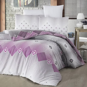 Adriana - Lilac Luxury King Size Duvet Bedding Cover Set – Ranforce cotton – 2 Pillowcases
