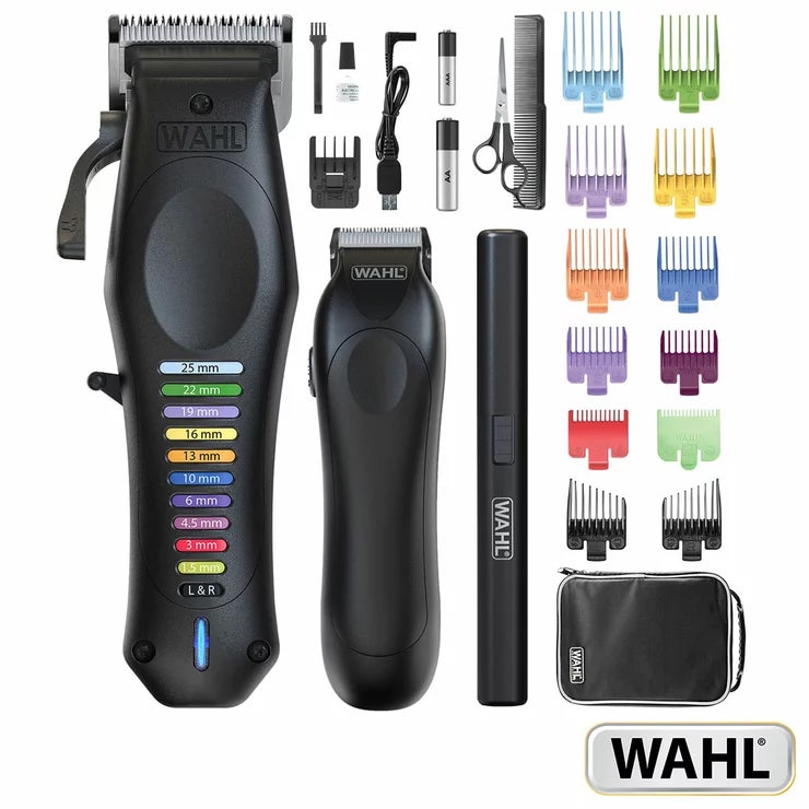 Wahl Colour Pro Cordless Hair Clipper & Trimmer Kit | 120min Battery | USB Charge | Colour-Coded Combs | Black