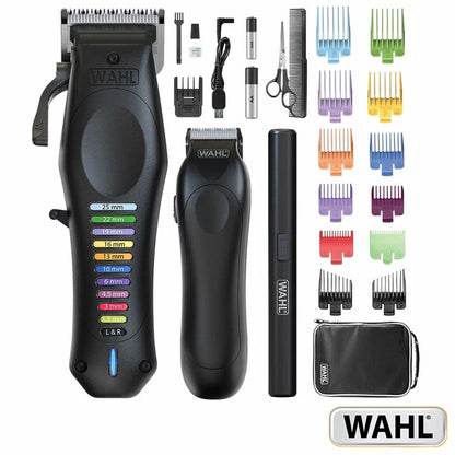Wahl Colour Pro Cordless Hair Clipper & Trimmer Kit | 120min Battery | USB Charge | Colour-Coded Combs | Black
