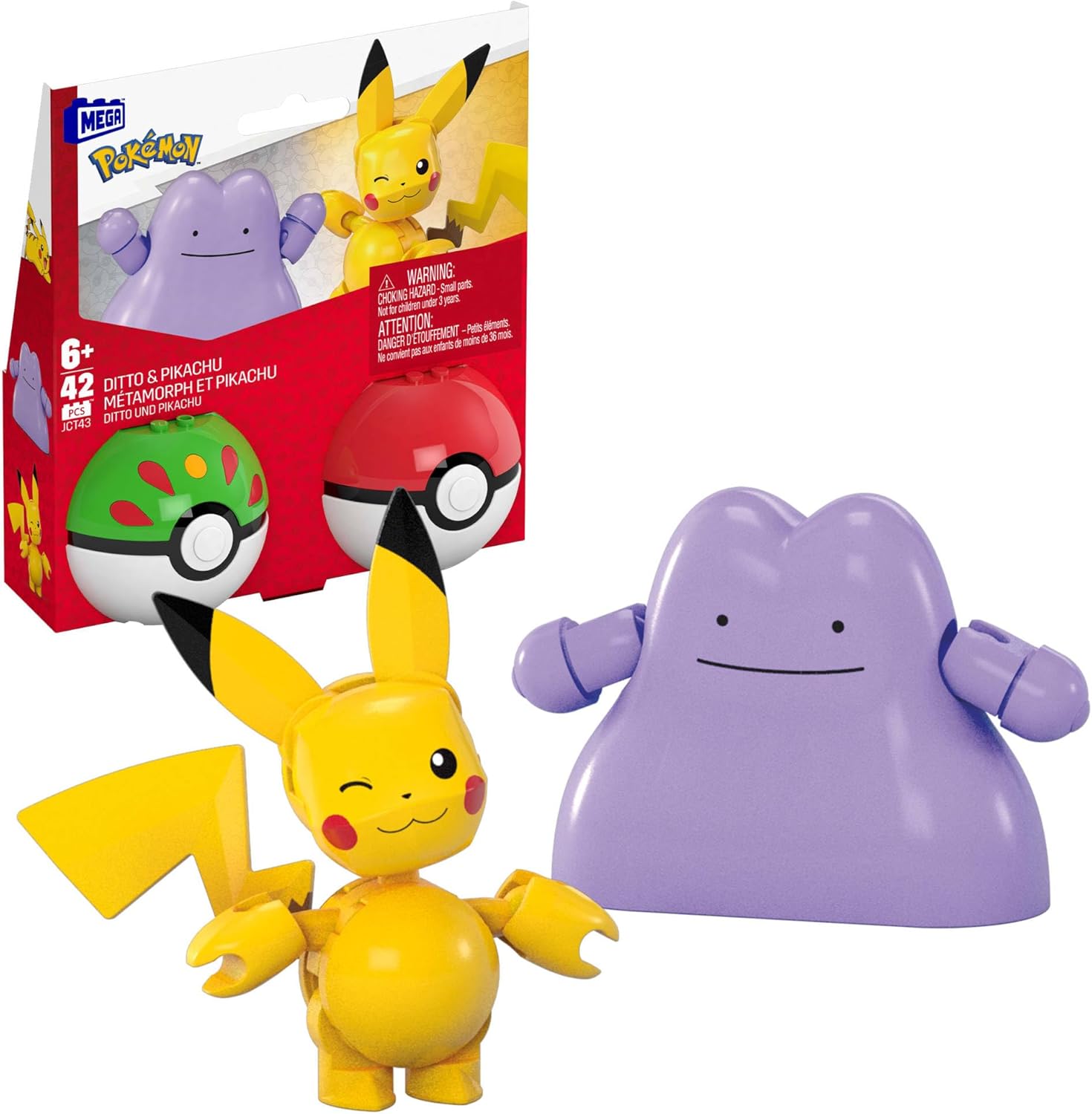 MEGA Pokémon Poké Ball 2‑Pack Building Set – Pikachu & Ditto image 0