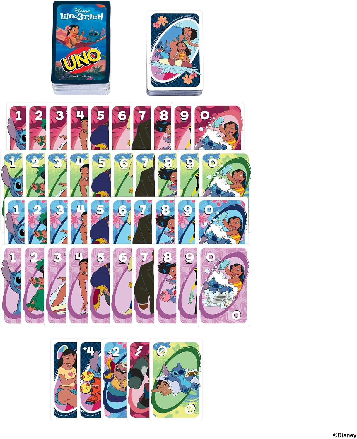UNO Disney’S Lilo and Stitch Card Game for Kids, Adults & Family with Deck & Special Rule Inspired by the Movie, JCC10