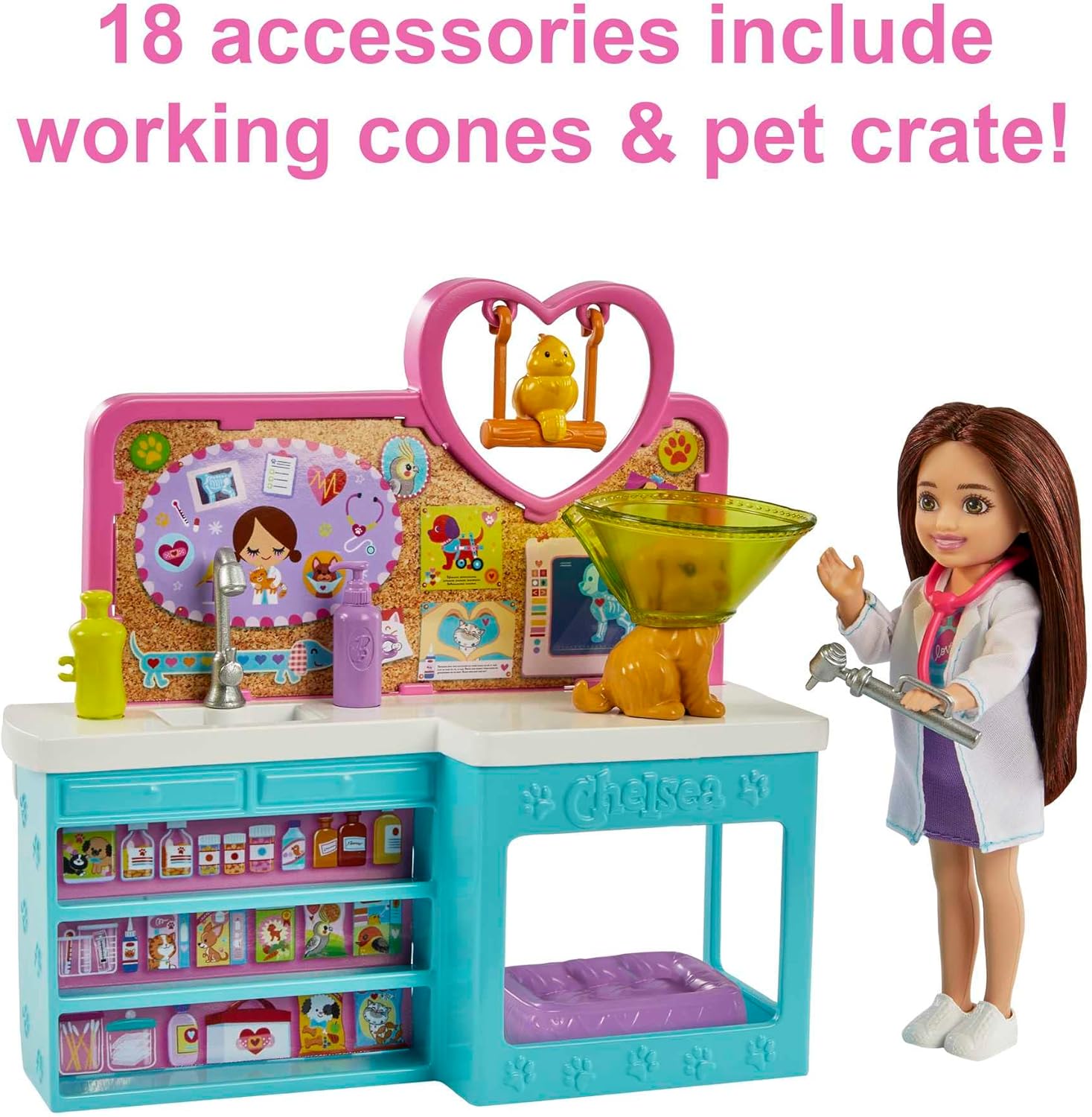 Barbie Chelsea Doll and Accessories Pet Vet Playset with Doll & 4 Animals image 4