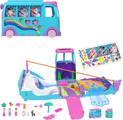 Polly Pocket Pet Mobile Adventure Playset with Micro Dolls & Transforming Camper image 0