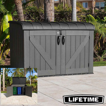 Lifetime 6Ft 2" X 3Ft 4" (1.9 X 1M) Horizontal 2,190 Litre Storage Shed in Grey - Model 60464E