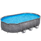 Bestway 20Ft X 12Ft Platinum Series Power Steel Oval Frame Pool with Sand Filter Pump and Solar Powered Pool Pad