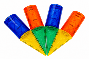 Mag-Genius Tiles 4D Cylinder & Cone Add-On Set | 8 Magnetic Pieces | Compatible with All Mag-Genius Tiles