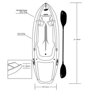 Lifetime Wave 6Ft (180 Cm) Sit on Youth Kayak + Paddle