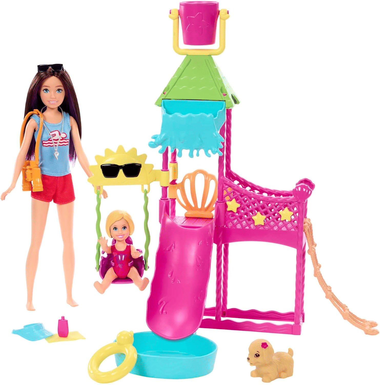 Barbie Skipper Waterpark Playset with Working Slide and Puppy Toy image 0