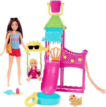 Barbie Skipper Waterpark Playset with Working Slide and Puppy Toy image 0