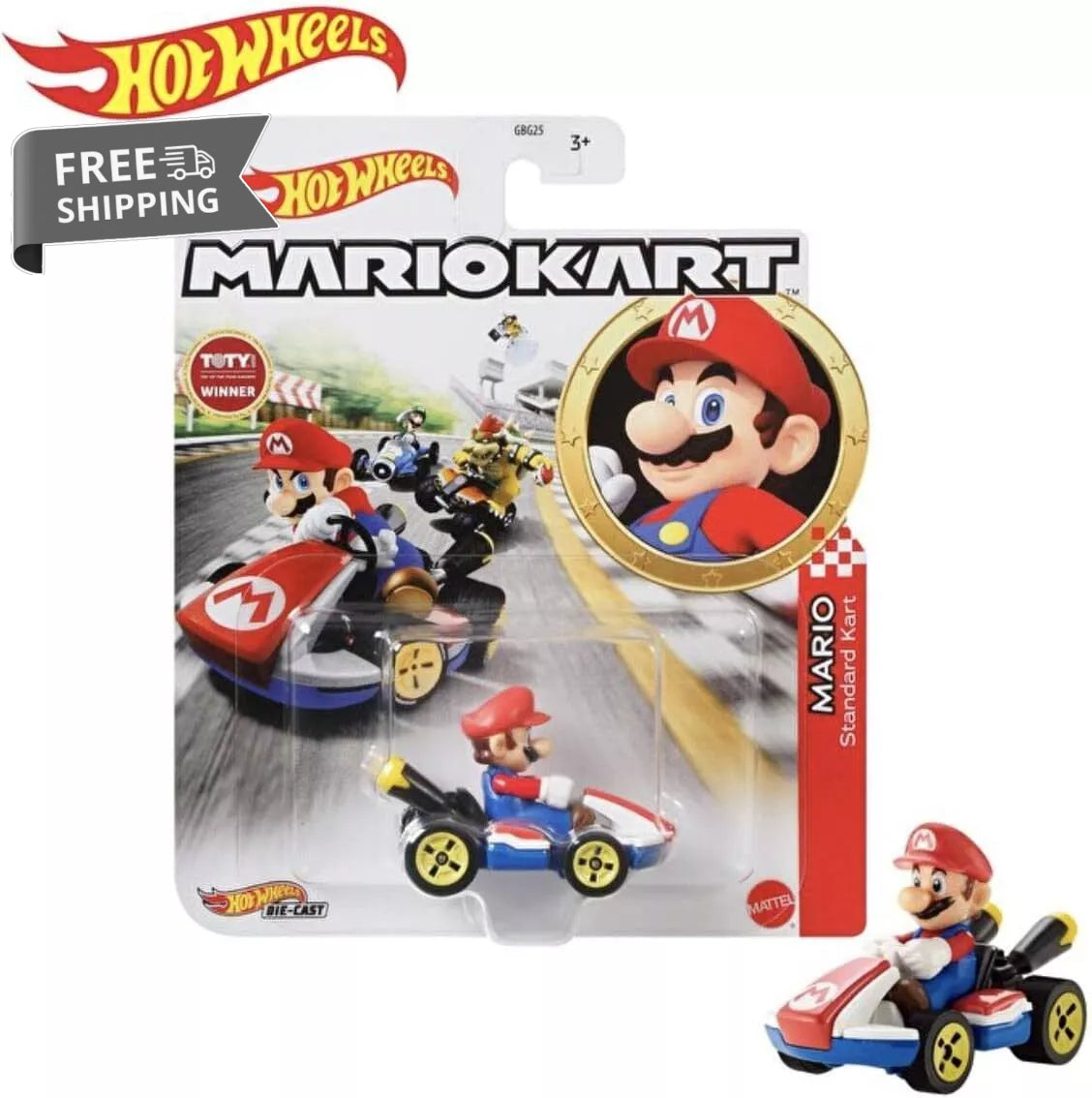 Hot Wheels Mario Kart Mario Standard Kart image 0