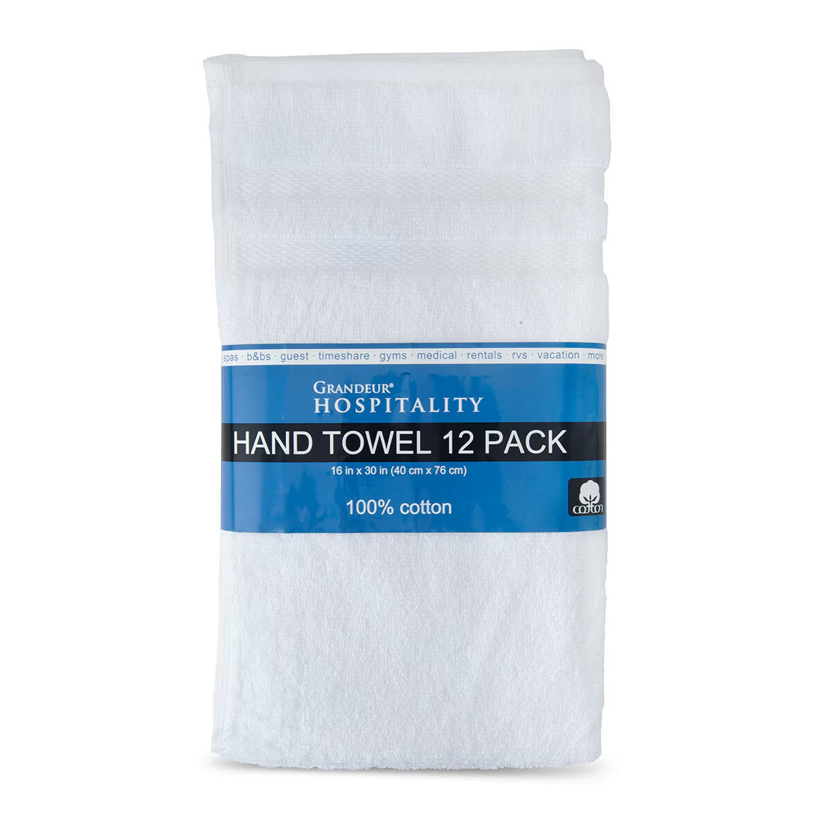 Grandeur 100% Cotton Hospitality Hand Towels, 12 Pack image 0