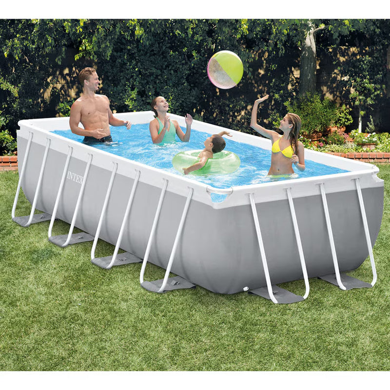Intex 13Ft 1.5" (4M) Rectangular Prism Frame Pool with Filter Pump and Ladder