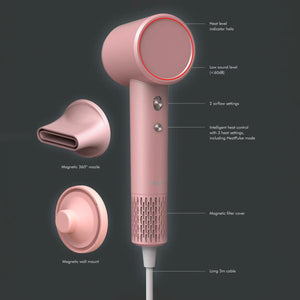 Aircraft Airmotion AIRHD1-P High Speed Ionic Hair Dryer with Heat Control in Blossom Pink