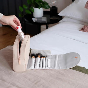 Stackers Wrap Around Makeup Bag | Brush Holders | Zipped Pockets | Travel Size | 2 Colours