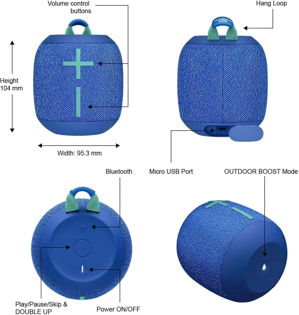 Ultimate Ears Wonderboom 2 Waterproof Bluetooth Speaker – Bermuda Blue image 6