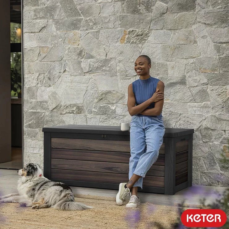 Rosewood Signature Garden Storage Box | Keter | 575 Litre Brown