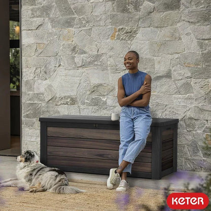 Rosewood Signature Garden Storage Box | Keter | 575 Litre Brown
