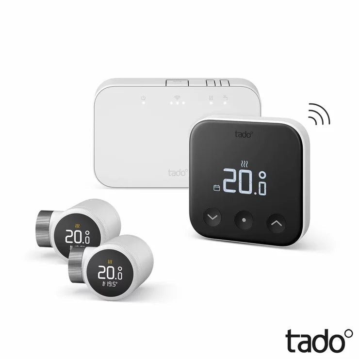 Tado Wireless Smart Thermostat X Multi-Room Starter Kit | Smart Radiator Thermostat X | Matter | Alexa | Google Home | White