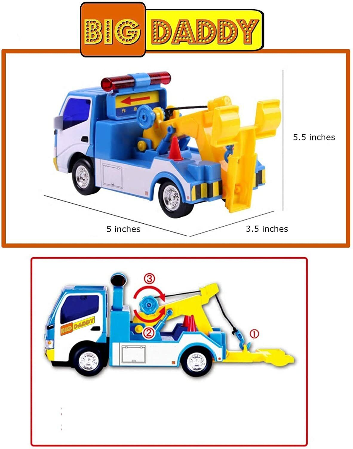 Big Daddy Police Wrecker Truck And Toy Car image 3