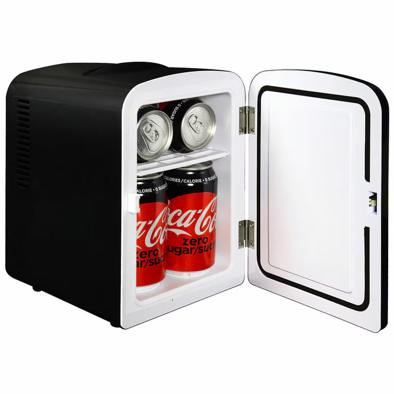 Coca-Cola 4L Mini Fridge Coke Zero 6 Can Portable 12V Cooler / Warmer in Black