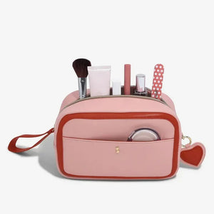 Stackers Heart Cosmetic Case | Faux Leather | Multi-Compartment | Mirror, Wrist Strap & Heart Keyring