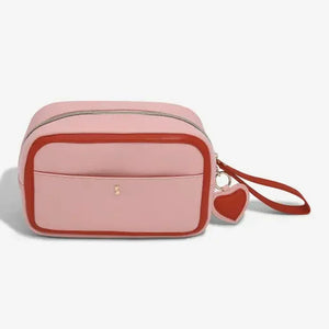 Stackers Heart Cosmetic Case | Faux Leather | Multi-Compartment | Mirror, Wrist Strap & Heart Keyring