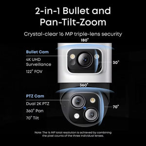 Eufy S4 4K Bullet & PTZ Security Camera Add-On 2-Pack | 16MP | 360° Coverage | PoE | White & Black