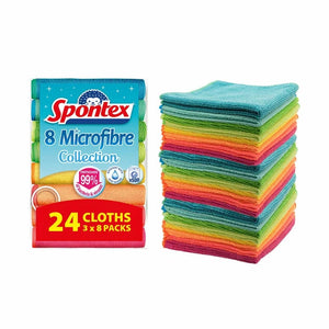 Spontex Multi-Purpose Microfibre Cleaning Cloths | 30 × 30 cm, 8 or 24 Pack