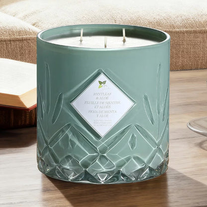 Nature's Mark 3-Wick Glass Candle | 1.58kg | Essential Oil-Infused | 3 Fragrances | Cotton Wicks