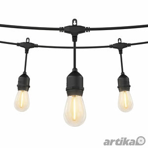 Artika Eclipse Outdoor Solar String Lights | 20 LED Bulbs | 12.8m | Solar & USB-C | Remote Control