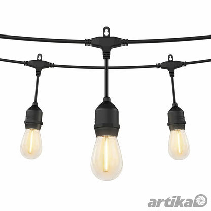 Artika Eclipse Outdoor Solar String Lights | 20 LED Bulbs | 12.8m | Solar & USB-C | Remote Control