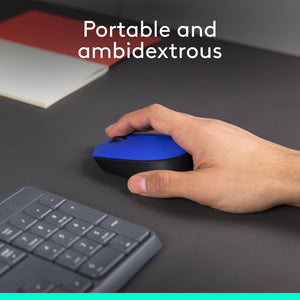 M170 Ambidextrous RF Wireless Mouse - Mouse (Ambidextrous, RF Wireless, Black, Blue)