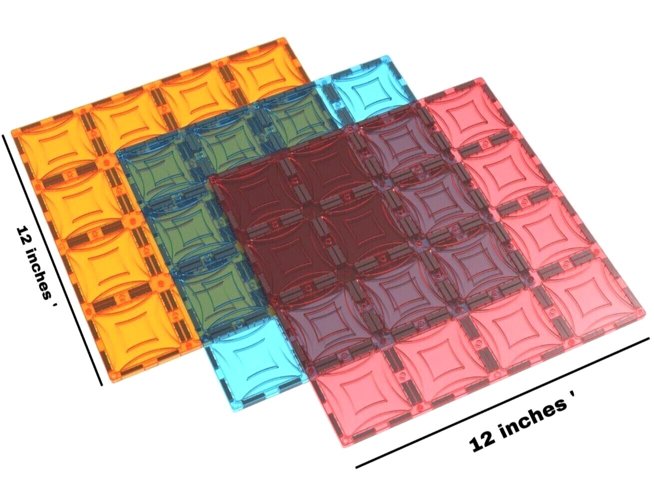 Mag-genius Magnet Tiles Super Big Building Toy Board Size of 12" X 12" Plates image 0