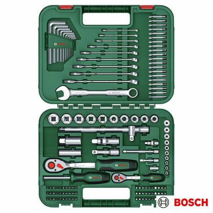Bosch Advanced 132-Piece Hand Tool Set | Ratchets, Sockets, Wrenches & Bits | Carry Case | Green