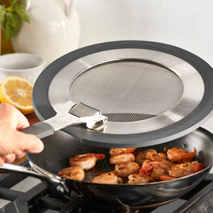 MIU Stainless Steel Splatter Screen Set | 2 Piece | 25cm & 30cm | Folding Silicone Handle | Dishwasher Safe