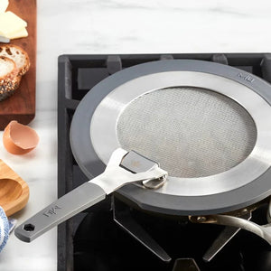 MIU Stainless Steel Splatter Screen Set | 2 Piece | 25cm & 30cm | Folding Silicone Handle | Dishwasher Safe