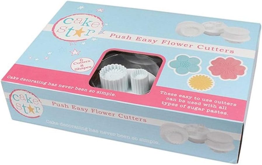 Easy Push Plunger Cutters, 6-Flower Set for Fondant, Icing & Cake Decorating image 0