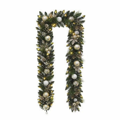 9 ft Pre-lit Christmas Artificial Garland With Twinkling LED Lights