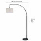 Bridgeport Designs Madrid Arc Floor Lamp | Tan Linen Shade | Steel Base | Foot Switch | Black | H182.9cm